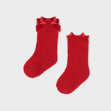 Calzini in Cotone Traforate Con Fiocco Rosso-Bianco Neonata MAYORAL 9368 - MAYORAL - LuxuryKids