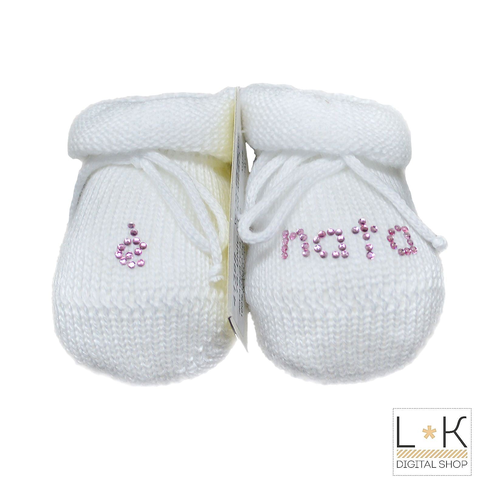 Calzini scarpetta caldo cotone 'è nato' nascita corredino Neonata bianco IVORY 41398B - IVORY - LuxuryKids