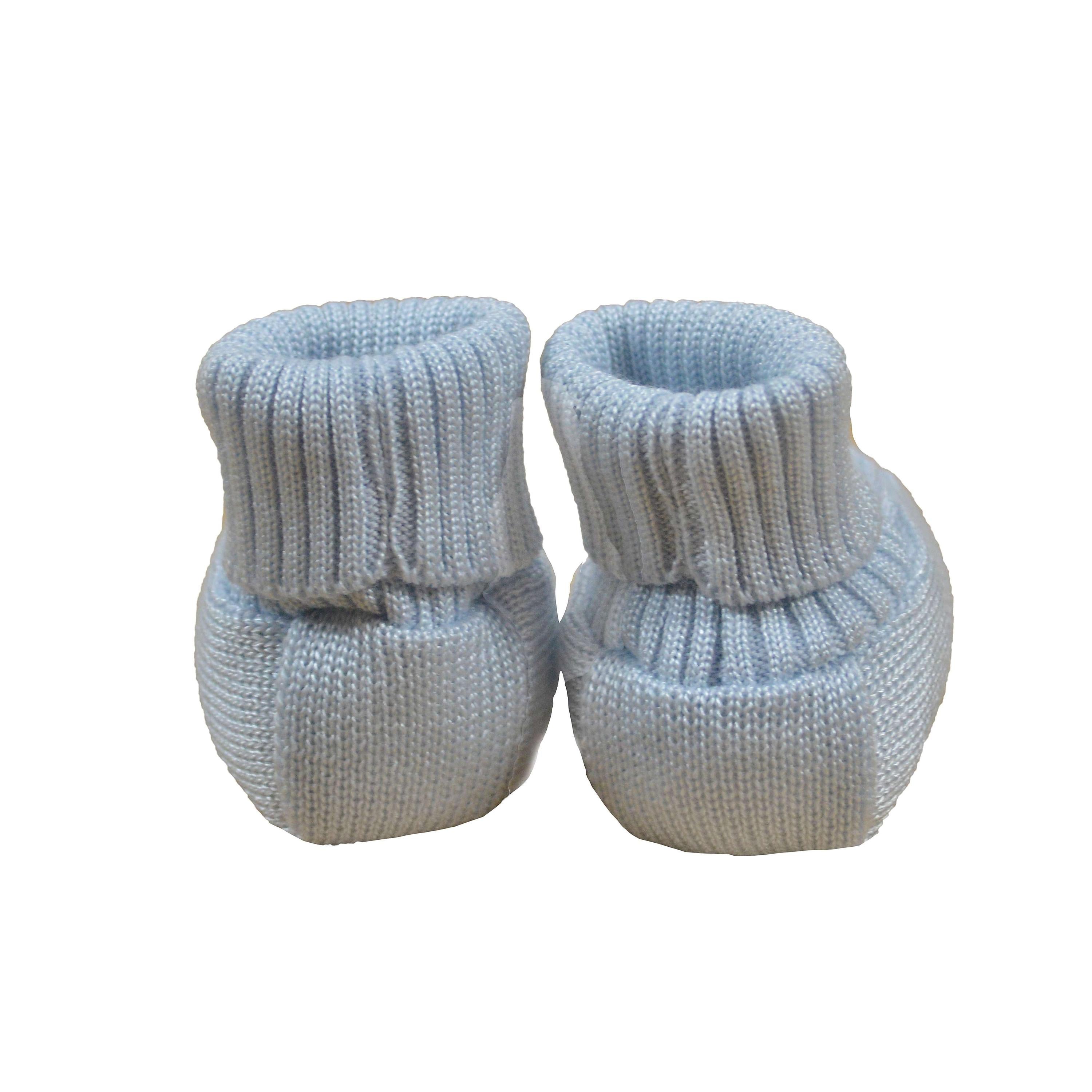 Calzini scarpetta in lana e seta corredino nascita neonato celeste CREAZIONI LUANA 5013C-00 - CREAZIONI LUANA - LuxuryKids