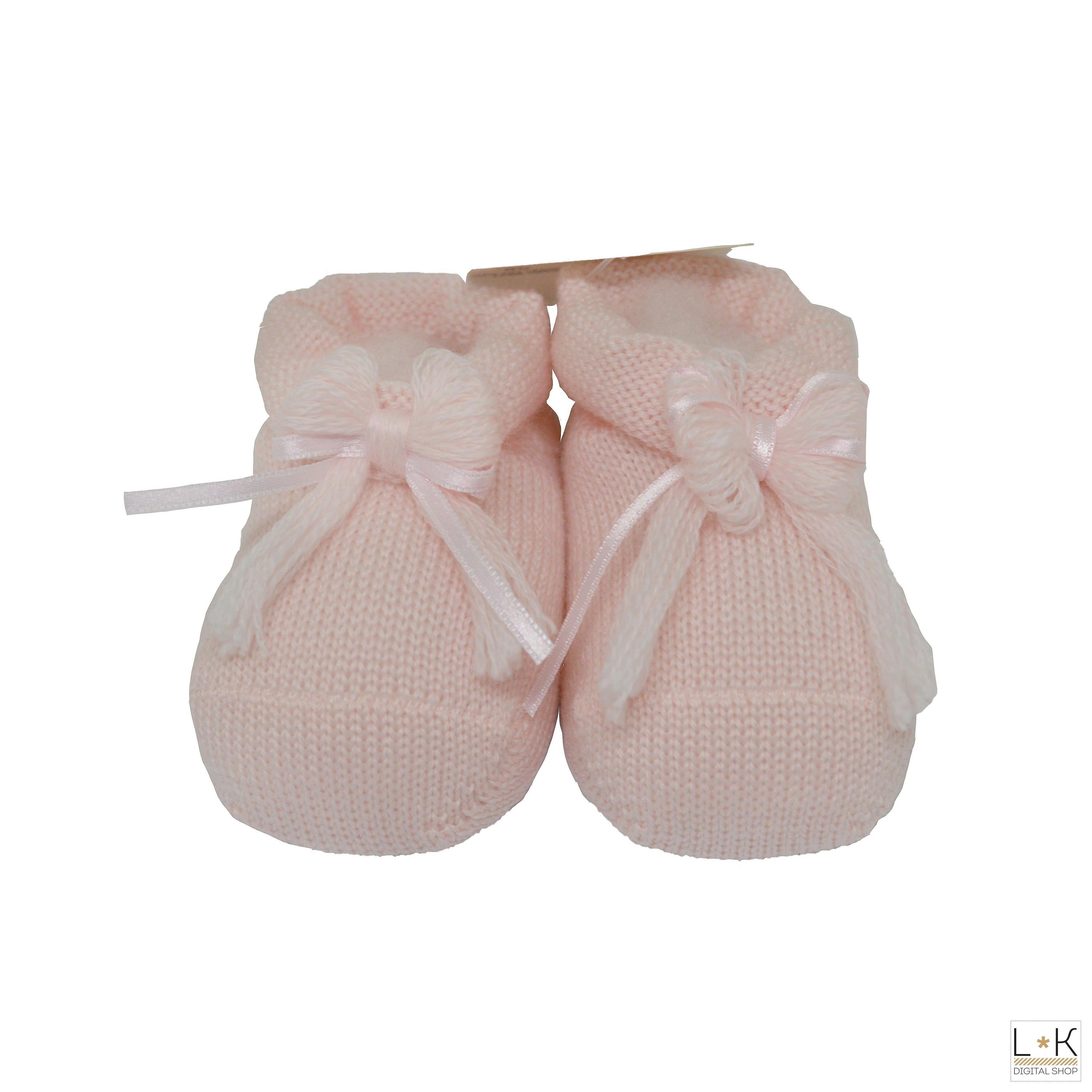 Calzini Scarpetta In Lana Neonata Rosa Story Loris 3277 - STORY LORIS - LuxuryKids