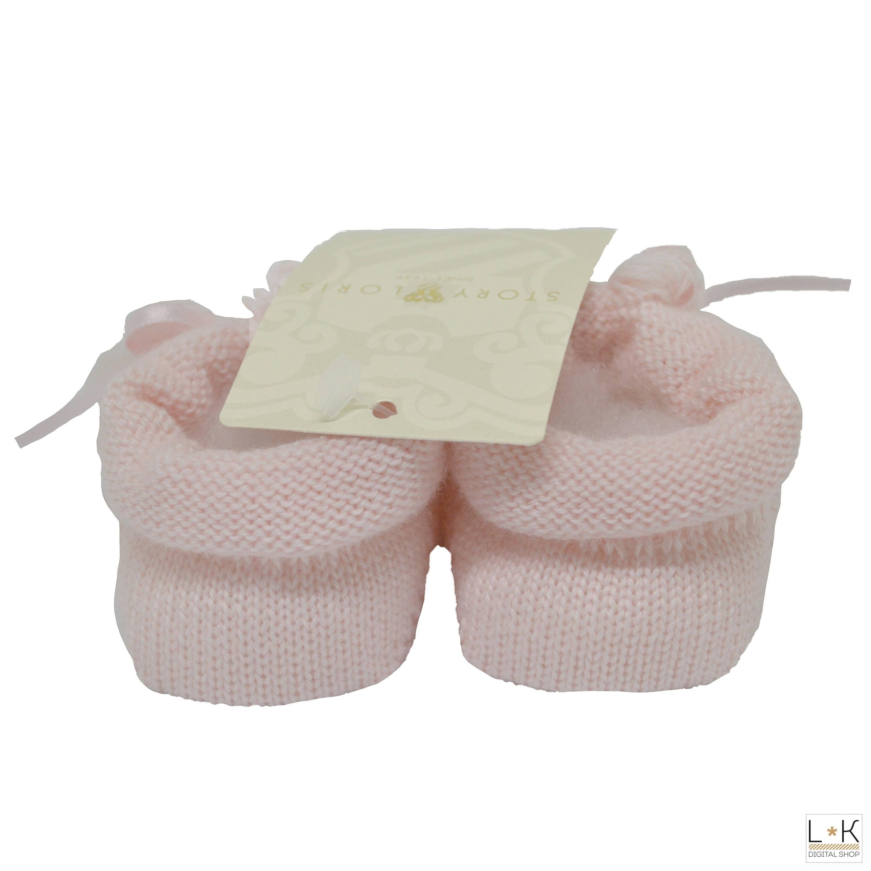 Calzini Scarpetta In Lana Neonata Rosa Story Loris 3277 - STORY LORIS - LuxuryKids