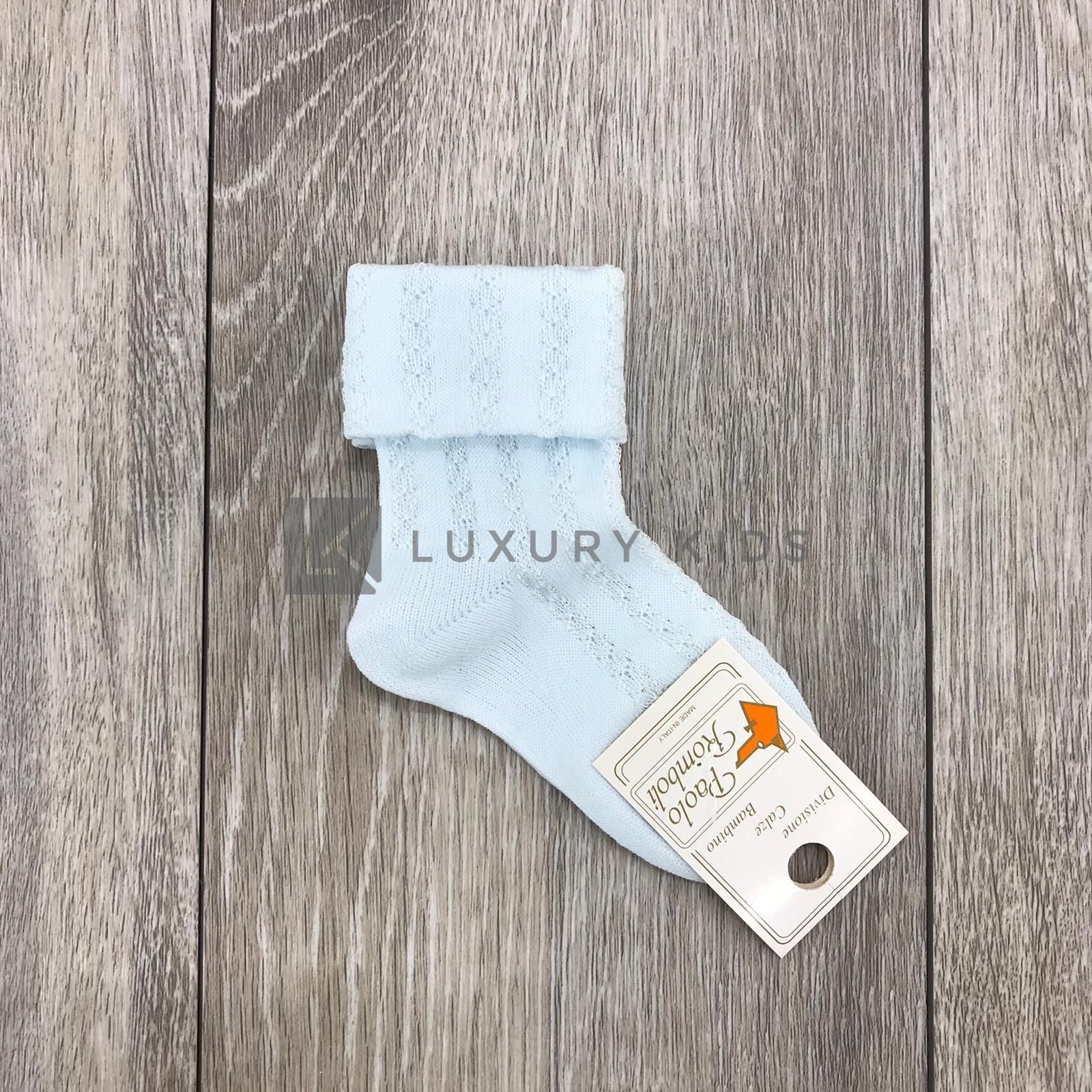 Calzino Corto In Cotone Con Motivo Trecce Neonato ROMBOLI BEC13 - ROMBOLI - LuxuryKids