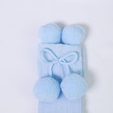 Calzino Lungo In Caldo Cotone Costine Con Pompon Neonati CARLOMAGNO 2341 - CARLOMAGNO - LuxuryKids