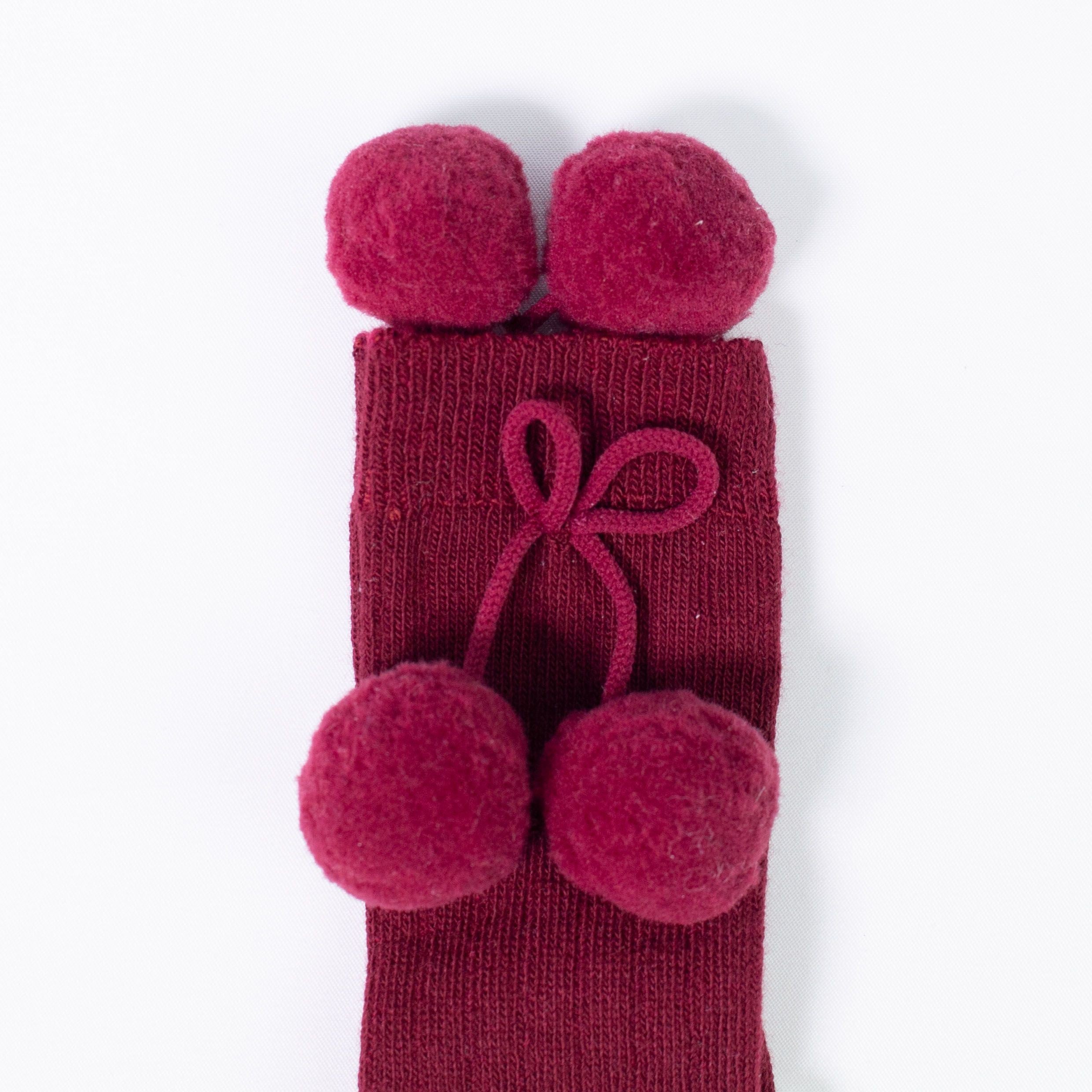 Calzino Lungo In Caldo Cotone Costine Con Pompon Neonati CARLOMAGNO 2341 - CARLOMAGNO - LuxuryKids