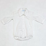 Camicia A Body In Cotone Bianca Con Fantasia Blu Neonato Manuell & Frank MF3103I - MANUELL&FRANK - LuxuryKids