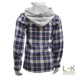 Camicia a Quadretti con Cappuccio Blu-Bianco-Rosa Bambina Sarabanda F470 - SARABANDA - LuxuryKids