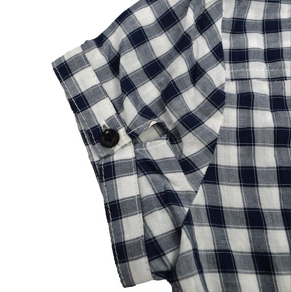 Camicia a Quadretti in Cotone Bianco-Blu Bambina Fix Design FC3500 - FIX DESIGN - LuxuryKids