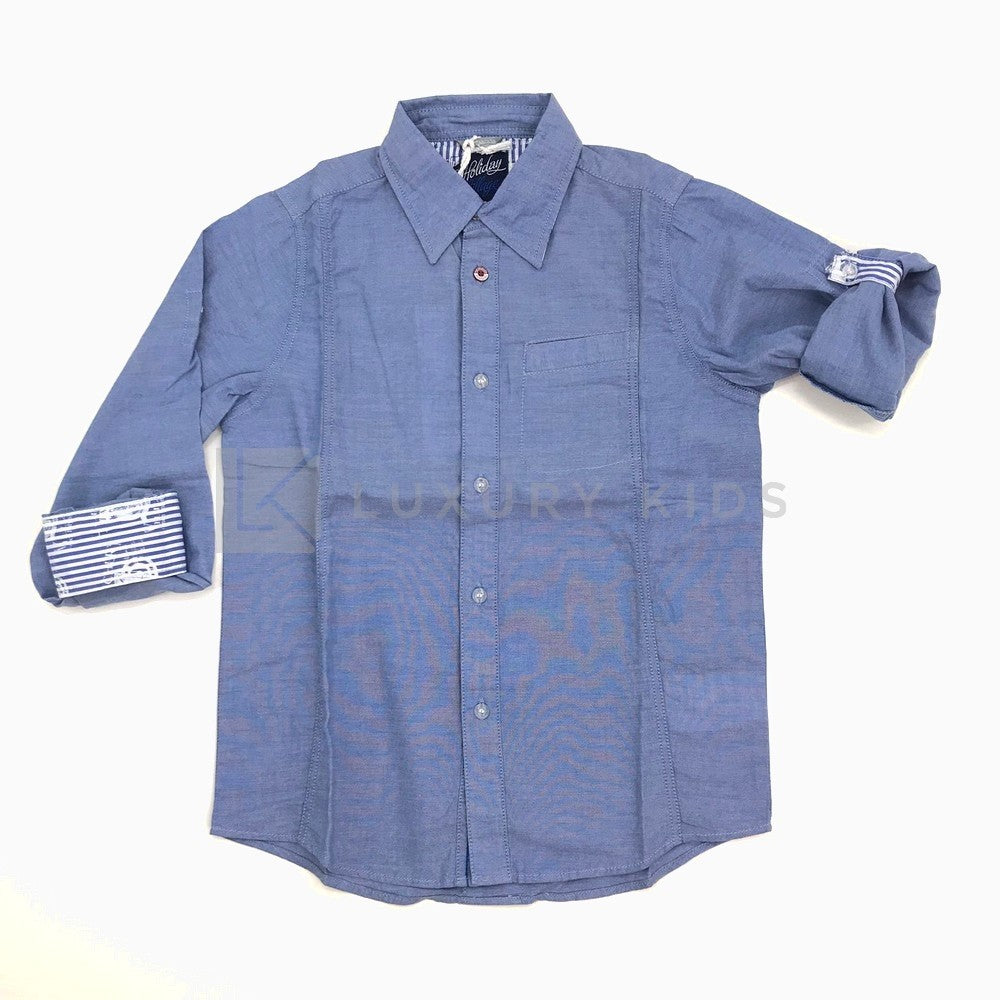 Camicia Azzurra in Tinta Unita Bambino Sarbanda G321 - SARABANDA - LuxuryKids