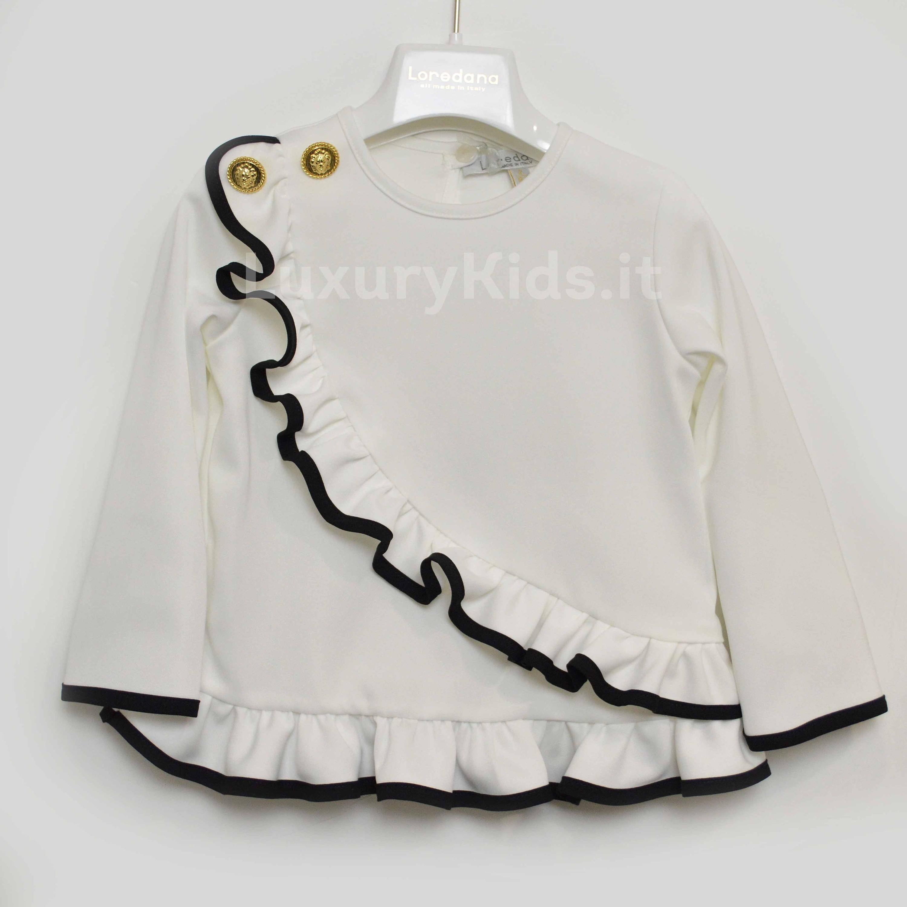 Camicia con rouches Elegante chic Moda Bambina  LOREDANA 7102 - LOLO' - LuxuryKids