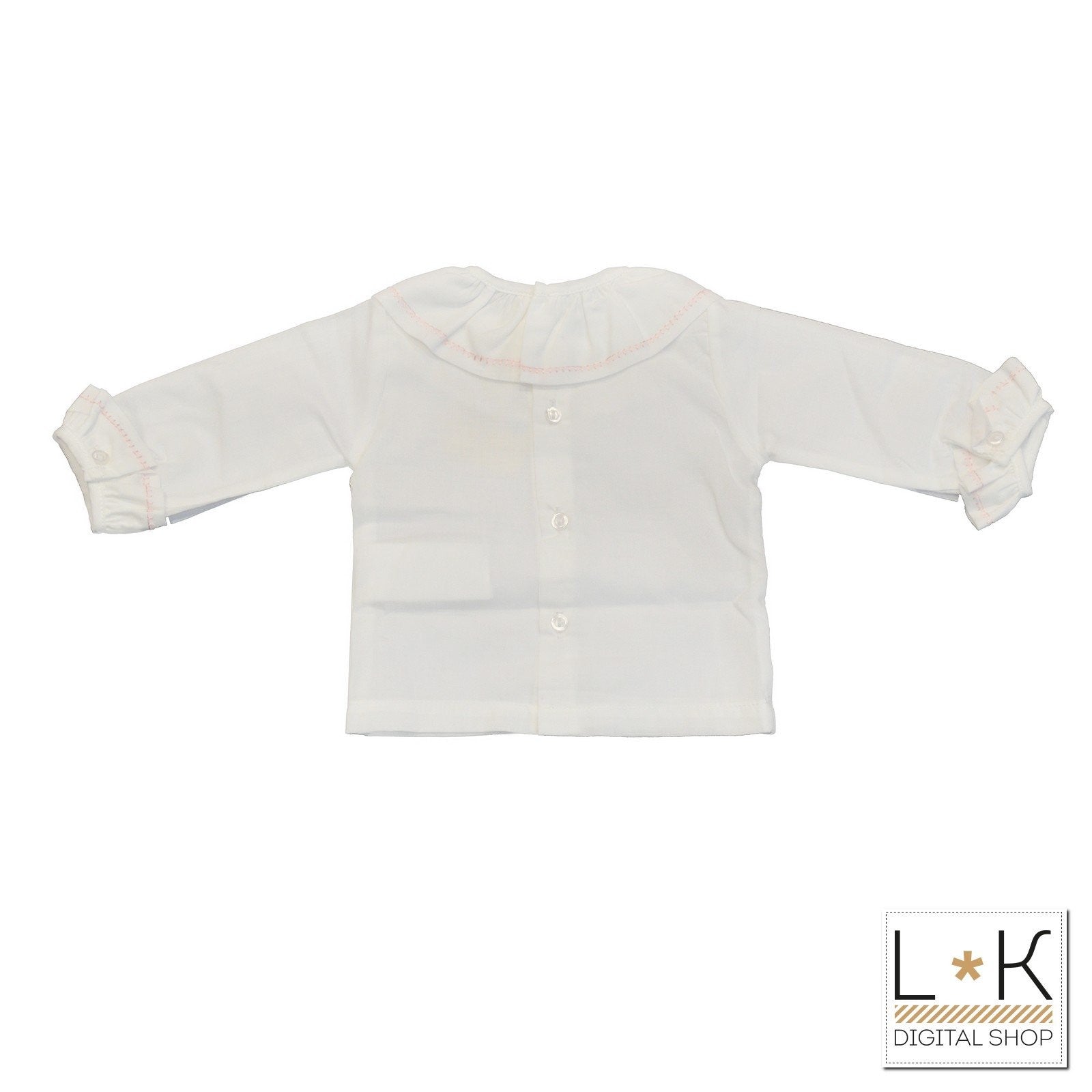 Camicia in Cotone  Manica lunga Con  Colletto impunture con il rosa  Neonata A&J 131 - A&J - LuxuryKids