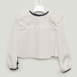 Camicia manica lunga  e ruches Elegante Moda Bambina LOREDANA 7168 - LOLO' - LuxuryKids