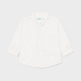 Camicia Manica Lunga In Lino Bianca Con Microfantasia Neonato MAYORAL 1119 - MAYORAL - LuxuryKids