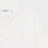 Camicia Manica Lunga In Lino Bianca Con Microfantasia Neonato MAYORAL 1119 - MAYORAL - LuxuryKids