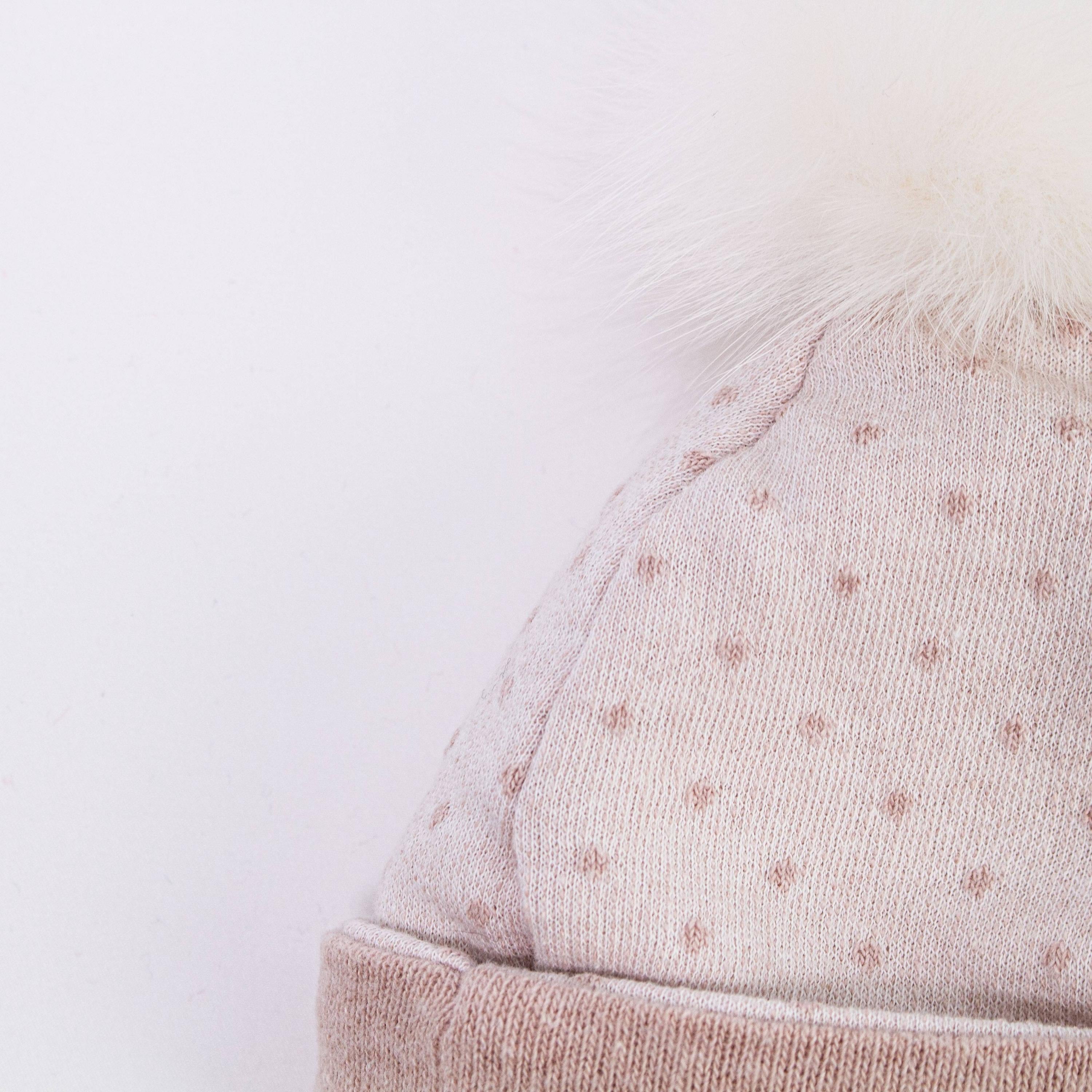 Cappellino In Lana Con Pompon Rosa Antico Neonata LA SARTORIA DEI PICCOLI LK854 - LA SARTORIA DEI PICCOLI - LuxuryKids