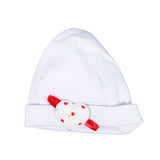 Cappellino Nascita In Cotone In Tinta Unita Bianco Con Fiocco Rosa Neonato-a TENERI BEBE' R352 - TENERI BEBE' - LuxuryKids
