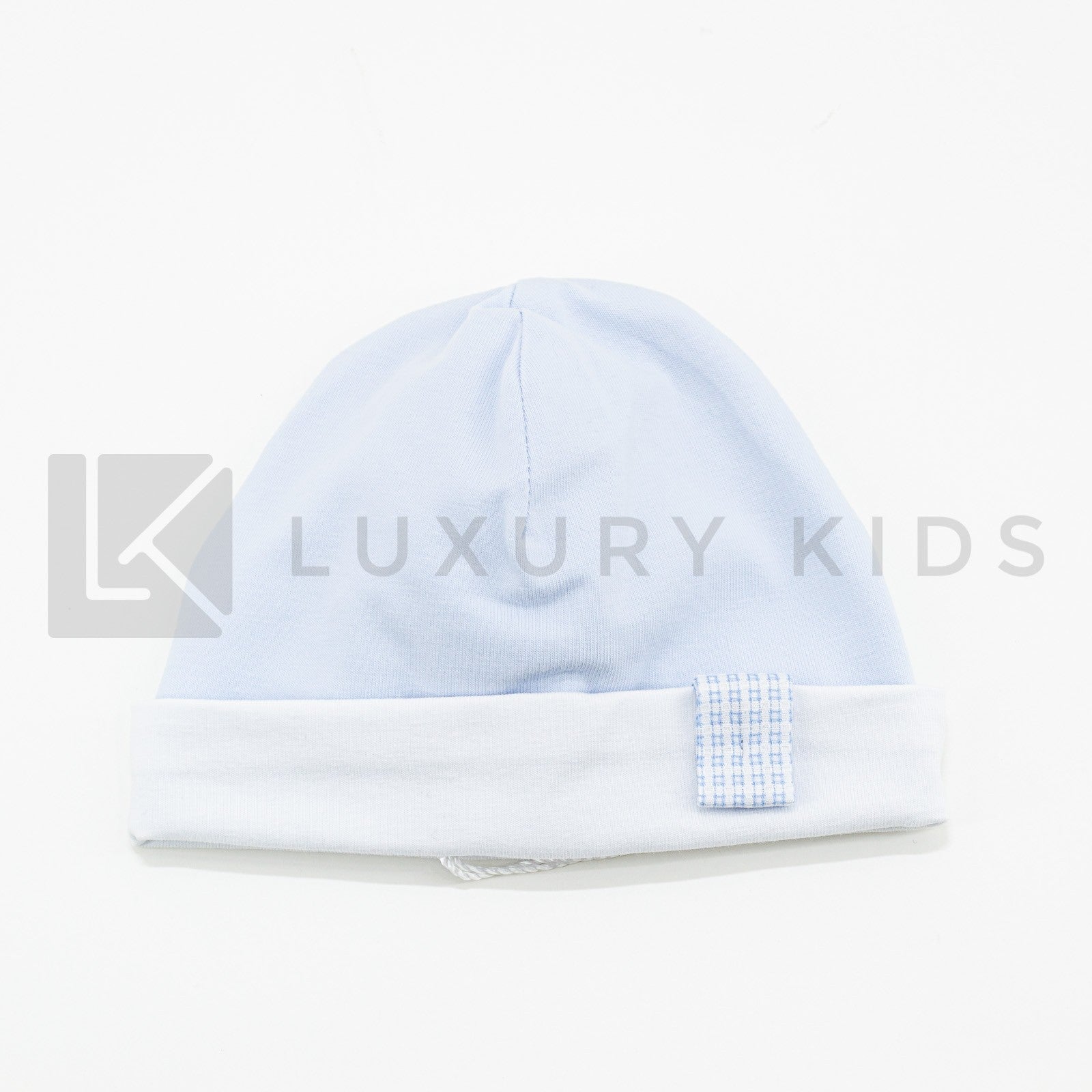 Cappello In Cotone Azzurro Con Bordo Bianco Neonato LA SARTORIA DEI PICCOLI LK751 - LA SARTORIA DEI PICCOLI - LuxuryKids
