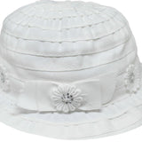 Cappello In Cotone Bianco Con Fiorellini E Strass Neonata Il Trenino 5835 - IL TRENINO - LuxuryKids