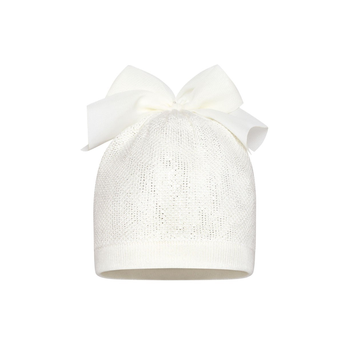Cappello In Filo Di Cotone Lurex Con Fiocco In Organza Neonata BARBARAS BB15 - BARBARAS - LuxuryKids
