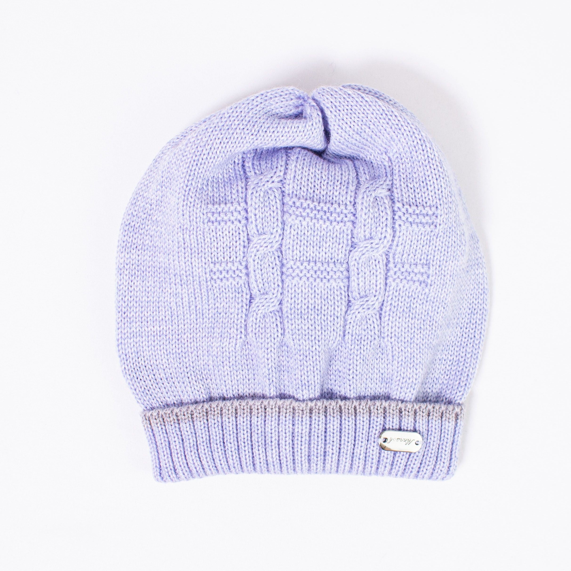 Cappello In Lana 100% Con Treccia Neonato NINNAOH I20358 - NINNAOH - LuxuryKids