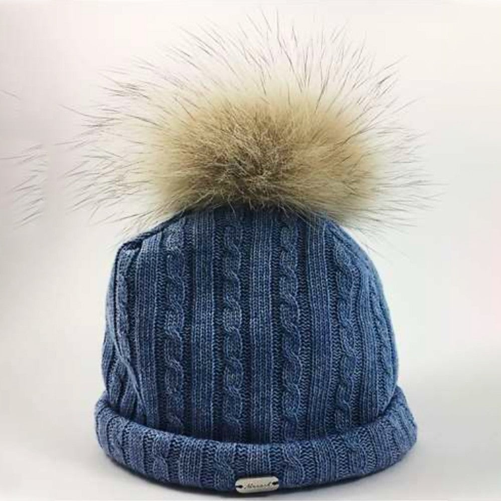 Cappello In Lana Avion Con Pon Pon Naturale Neonato NINNOAH I20209 - NINNAOH - LuxuryKids