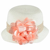 Cappello In Rafia Con Fiore Rosa Antico Bambina Sarabanda Q801 - SARABANDA - LuxuryKids