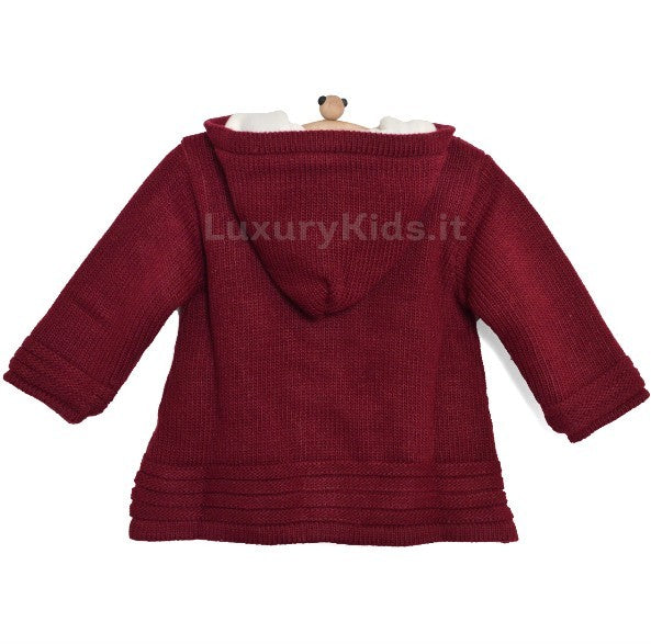 Cappottino con Cappuccio Bordeaux Neonato A&J 252BX-00 - A&J - LuxuryKids