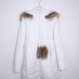 Cappotto Lungo con Cappuccio Panna con Ecopelliccia Bambina Bufi B10918A1 - BUFI - LuxuryKids