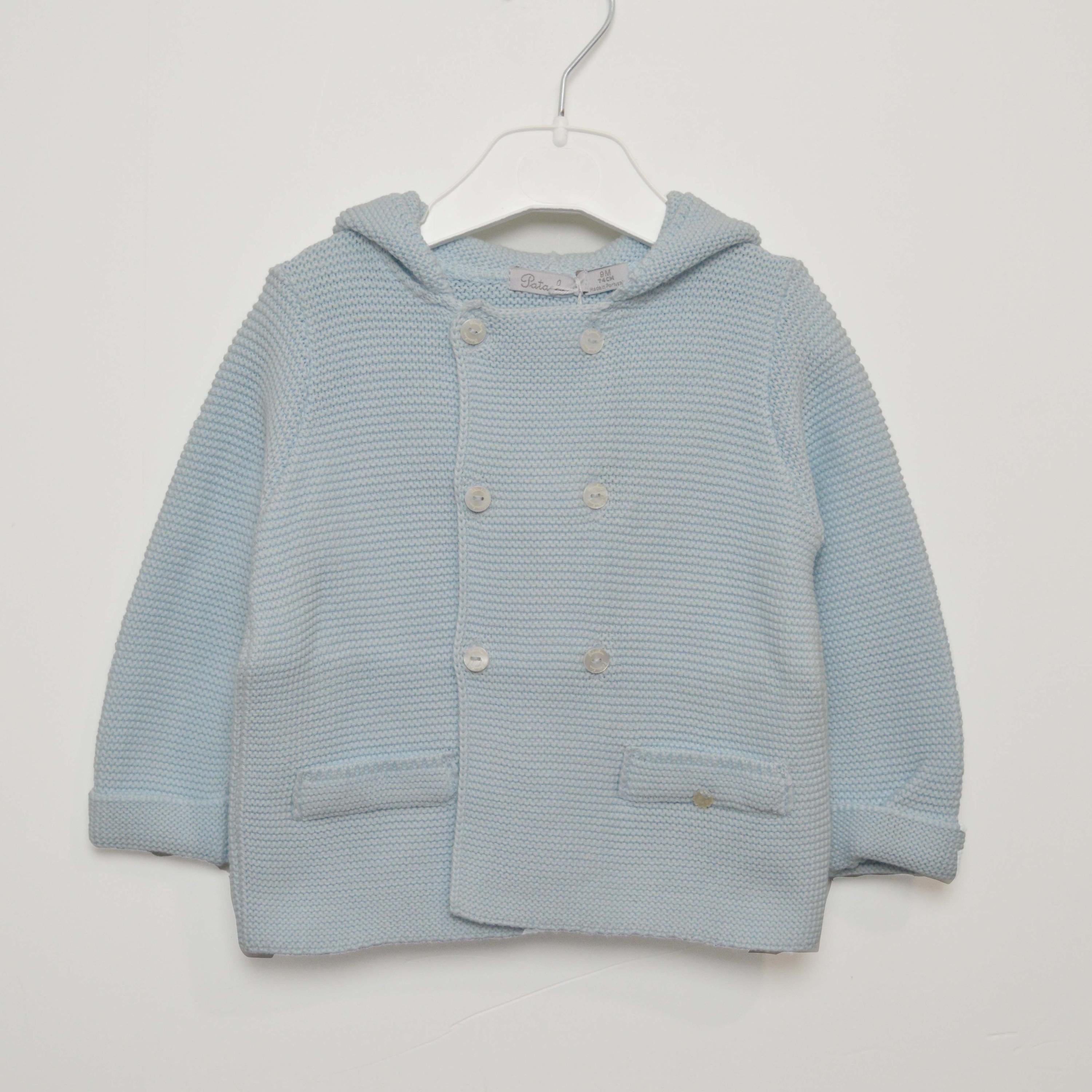 Cardigan con Cappuccio in Lana Celeste Neonato Patachou 2333030 - PATACHOU - LuxuryKids