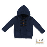 Cardigan con Cappuccio in Misto Lana con Alamari Bambino Blu Sarabanda L105 - SARABANDA - LuxuryKids