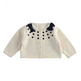 Cardigan con Pois Ricamati In Misto Lana Neonata MINIBANDA 1714 - MINIBANDA - LuxuryKids
