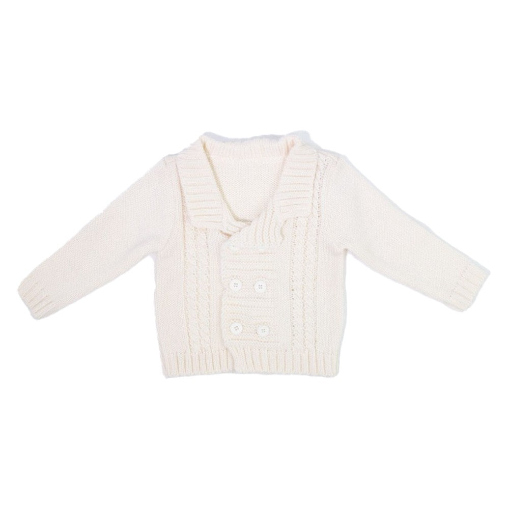Cardigan Doppio Petto Misto Lana Panna BUFI B10869A1 - BUFI - LuxuryKids