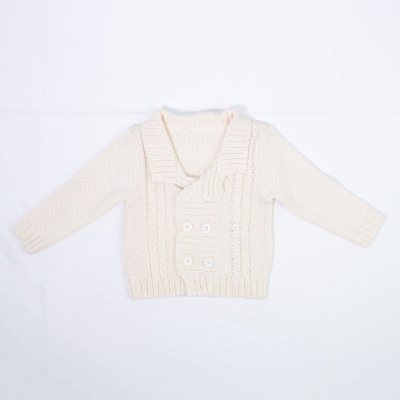 Cardigan Doppio Petto Misto Lana Panna BUFI B10869A1 - BUFI - LuxuryKids