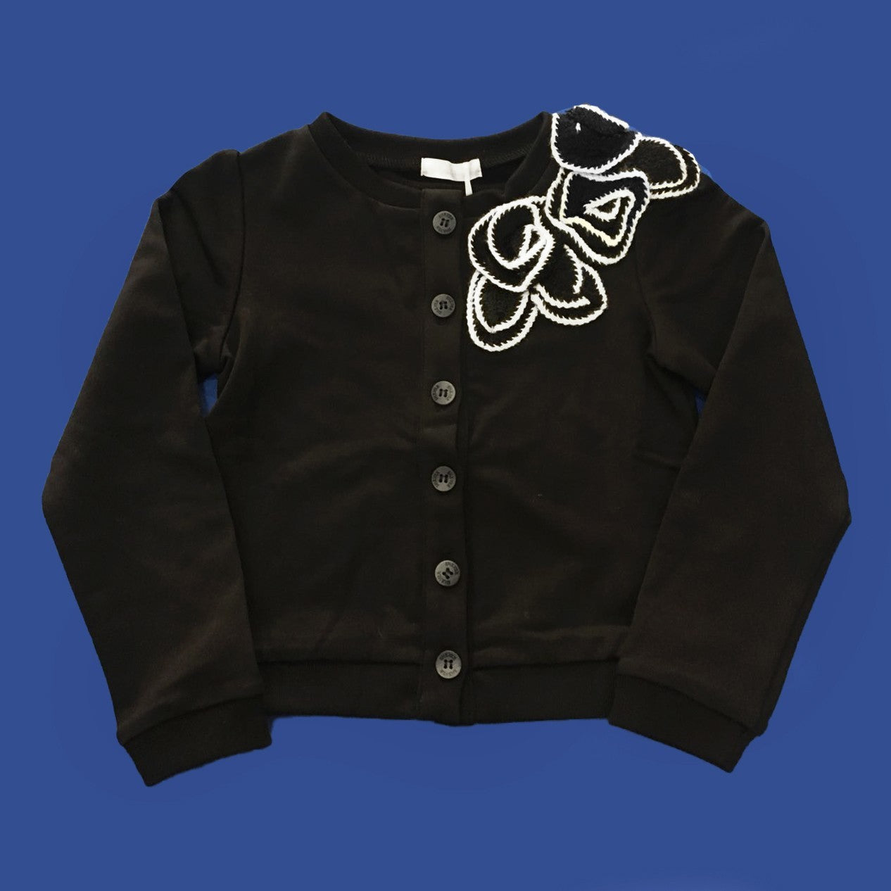 Cardigan in Caldo Cotone Nero Bambina Fun&Fun CHBSW9328 - FUN&FUN - LuxuryKids