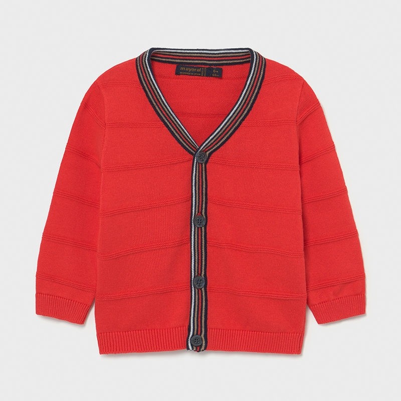 Cardigan In Filo Di Cotone Elegante Rosso Neonato Mayoral 1343 - MAYORAL - LuxuryKids
