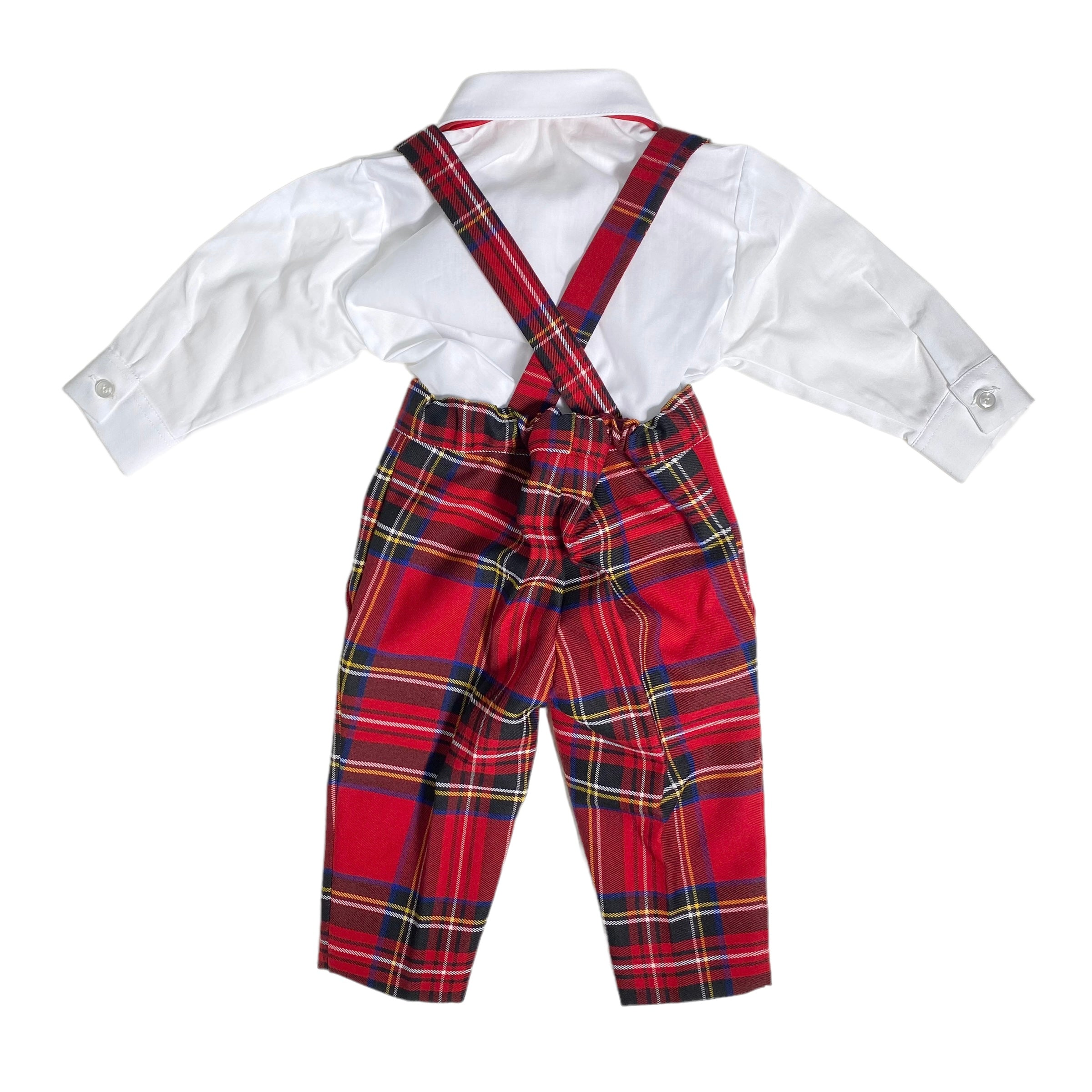 CompletoConPantaloneConBretelleCamiciaEPapillonScozzeseNeonatoISABELC298NLuxurykids_2