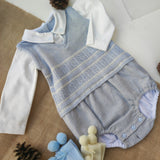 Pagliaccetto In Misto Lana Celeste Neonato DR KID DK132 - DR KID - LuxuryKids