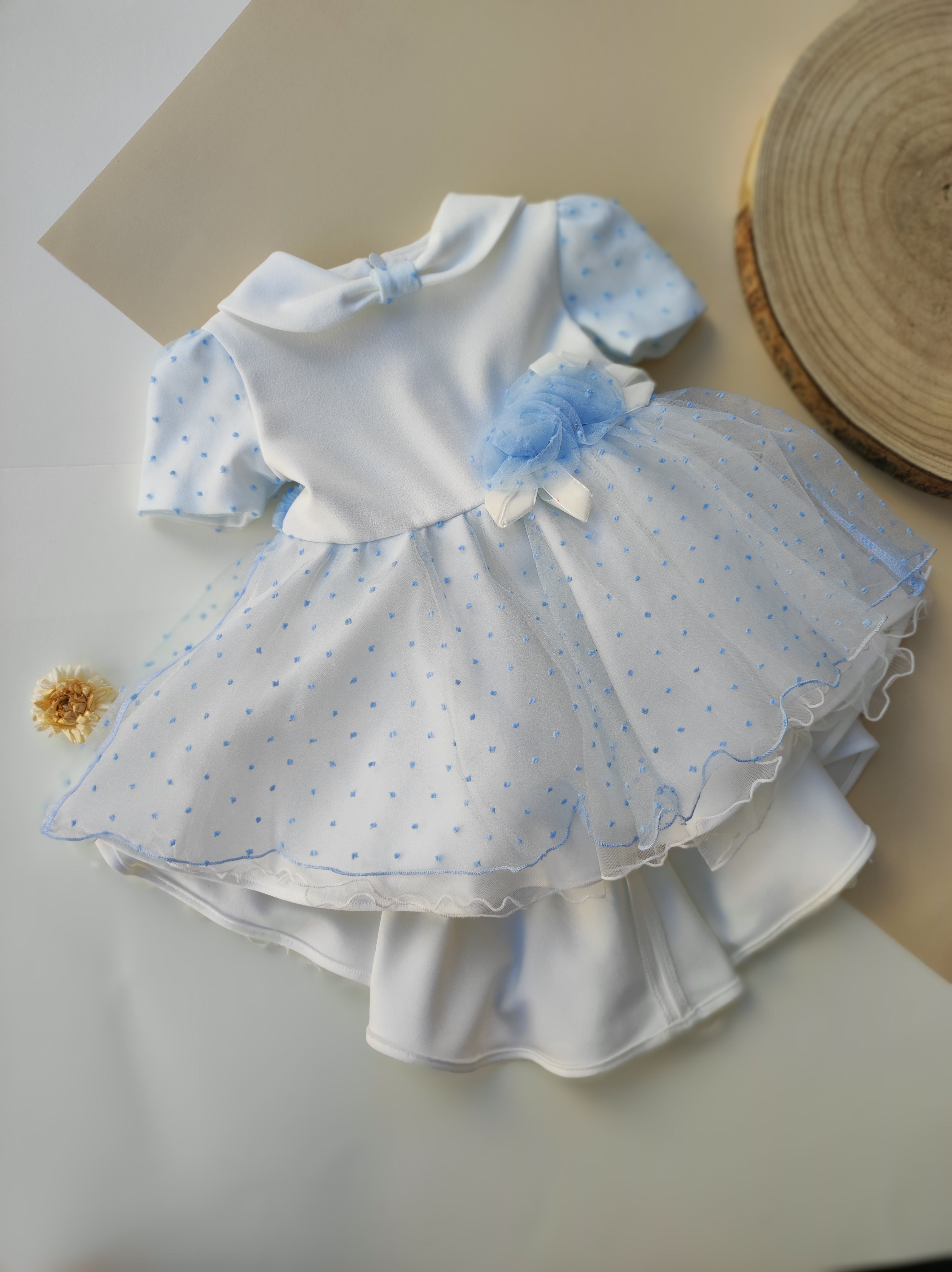 Abito Cerimonia Elegante Manica Corta Neonata Bufi B1160A - BUFI - LuxuryKids