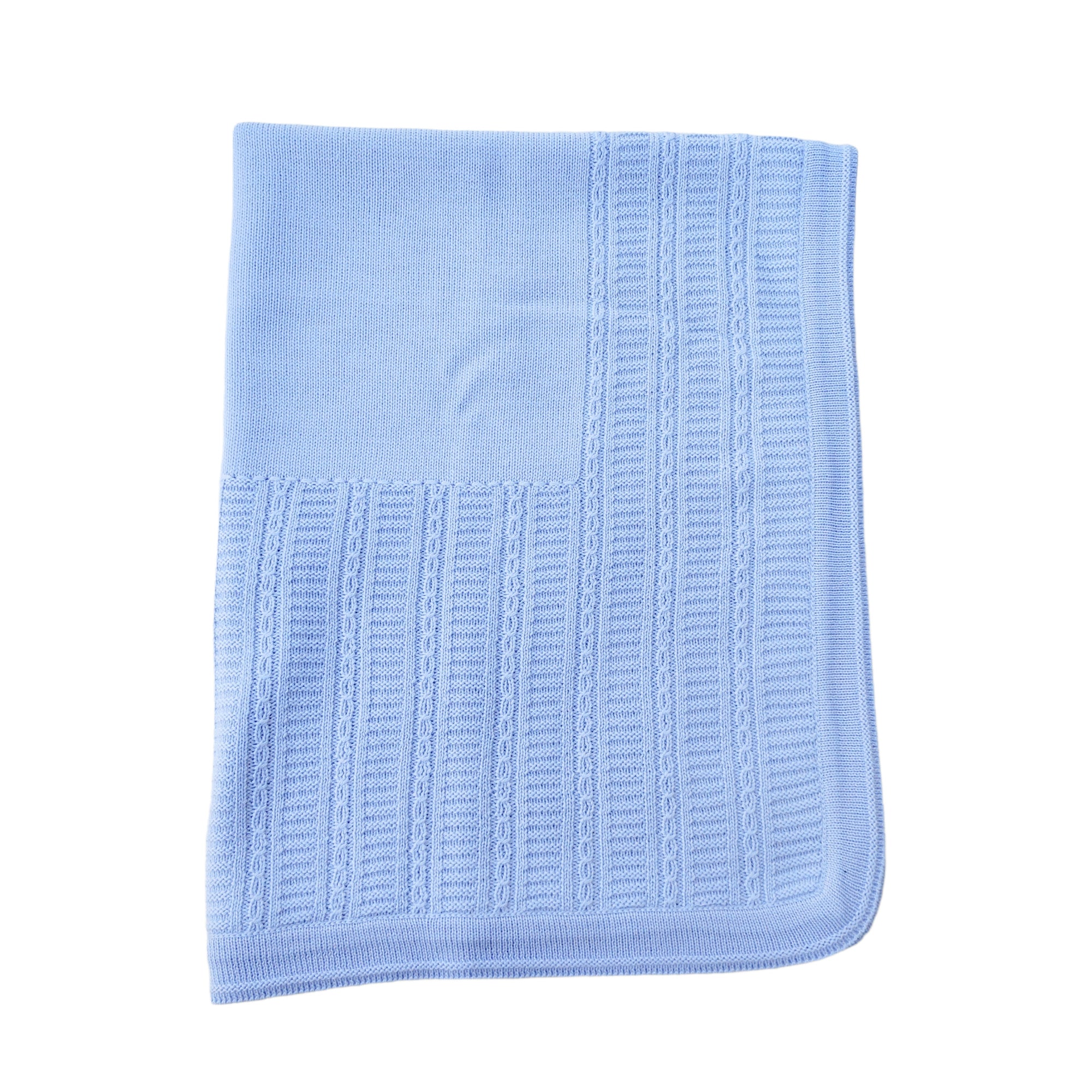 Copertina In 100% Lana Con Trecce Azzurra Neonato CREAZIONI LUANA 7030 - CREAZIONI LUANA - LuxuryKids