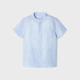 Camicia Mezza Manica Con Colletto Coreano In Misto Lino Bambino MAYORAL 3161 - MAYORAL - Luxury Kids