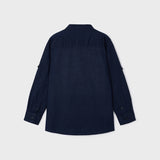 Camicia Manica Lunga Colletto Coreano In Misto Lino Bambino MAYORAL 3167 - MAYORAL - Luxury Kids