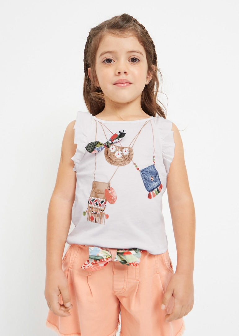 Canottiera Con Volant In Cotone Sostenibile Bambina MAYORAL 3075 - MAYORAL - Luxury Kids