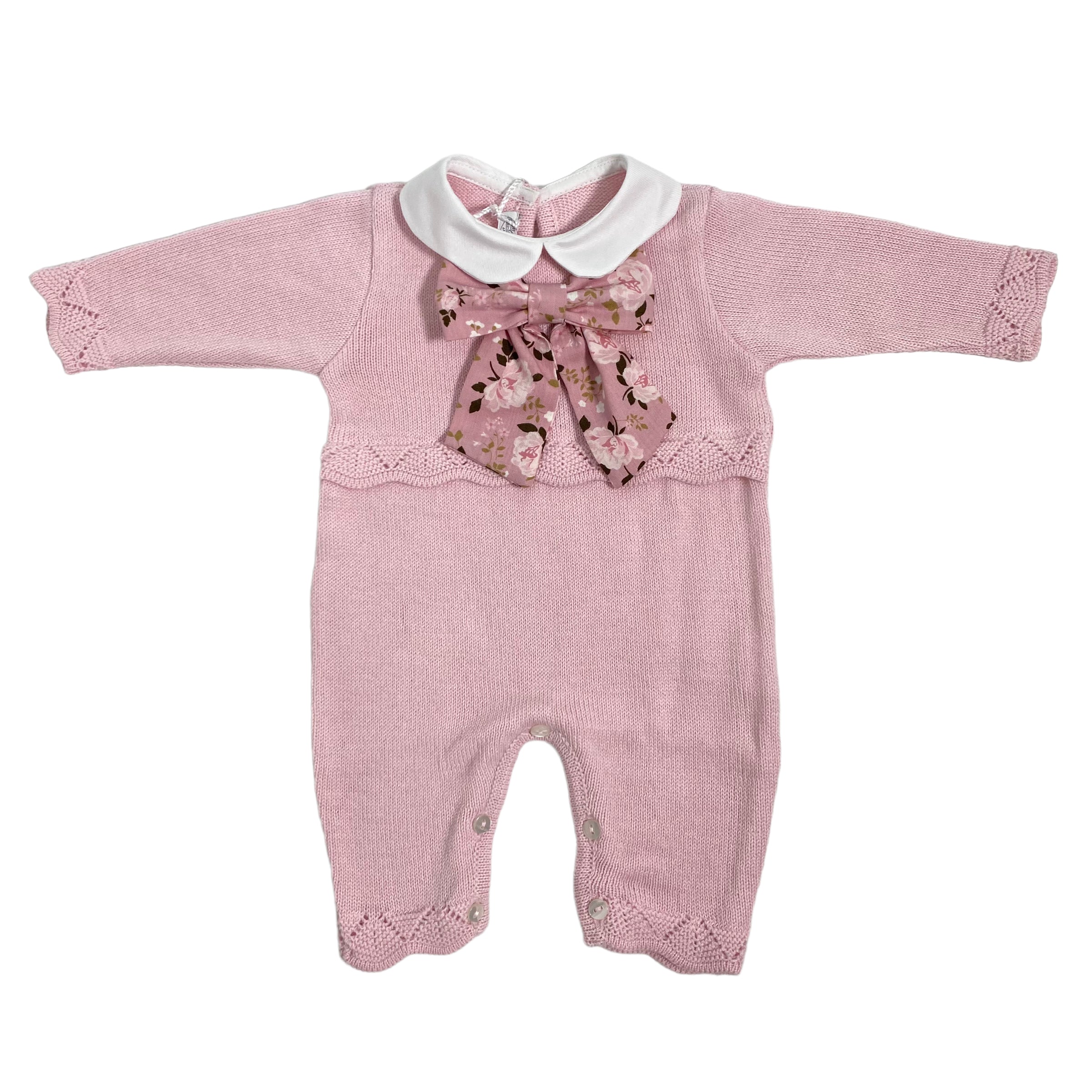 Tutina Intera In Lana Rosa neonata LA SARTORIA DEI PICCOLI LT203 - LA SARTORIA DEI PICCOLI - LuxuryKids