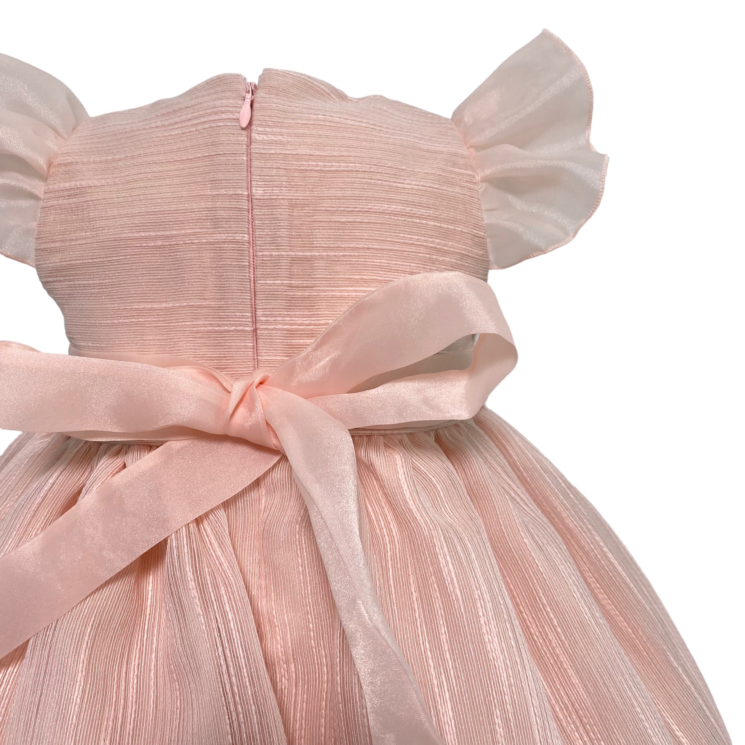 Abito Elegante Battesimale In Organza Rigata Neonata NINNAOH E23AB415 - NINNAOH - Luxury Kids