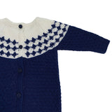 Tutina Intera In Caldo Cotone Girocollo Blu Neonato A&J 118 - A&J - LuxuryKids