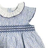 Abito Smanicato In Cotone Con Punto Smok Bambina SARDON LA473 - SARDON - Luxury Kids