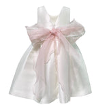 Abito Elegante Smanicato In Mikado Bianco Bambina MIMILU' 609 - MIMILU' - Luxury Kids