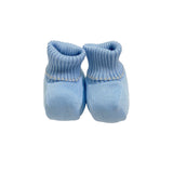 Calzino Scarpetta In Filo Di Cotone Celeste Con Impunture Beige Neonato CREAZIONI LUANA 1020S - CREAZIONI LUANA - Luxury Kids