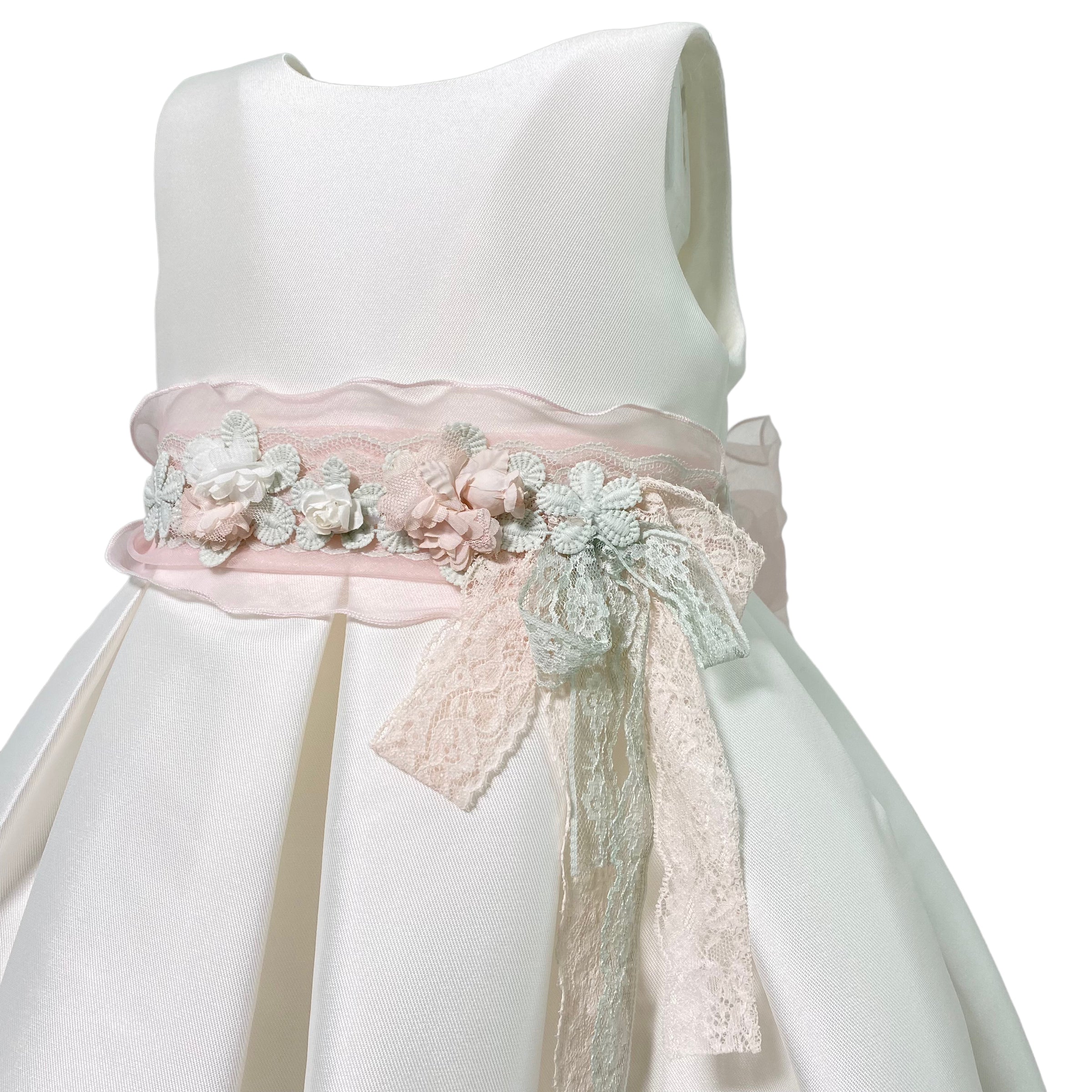 Abito Elegante Smanicato In Mikado Bianco Bambina MIMILU' 609 - MIMILU' - Luxury Kids