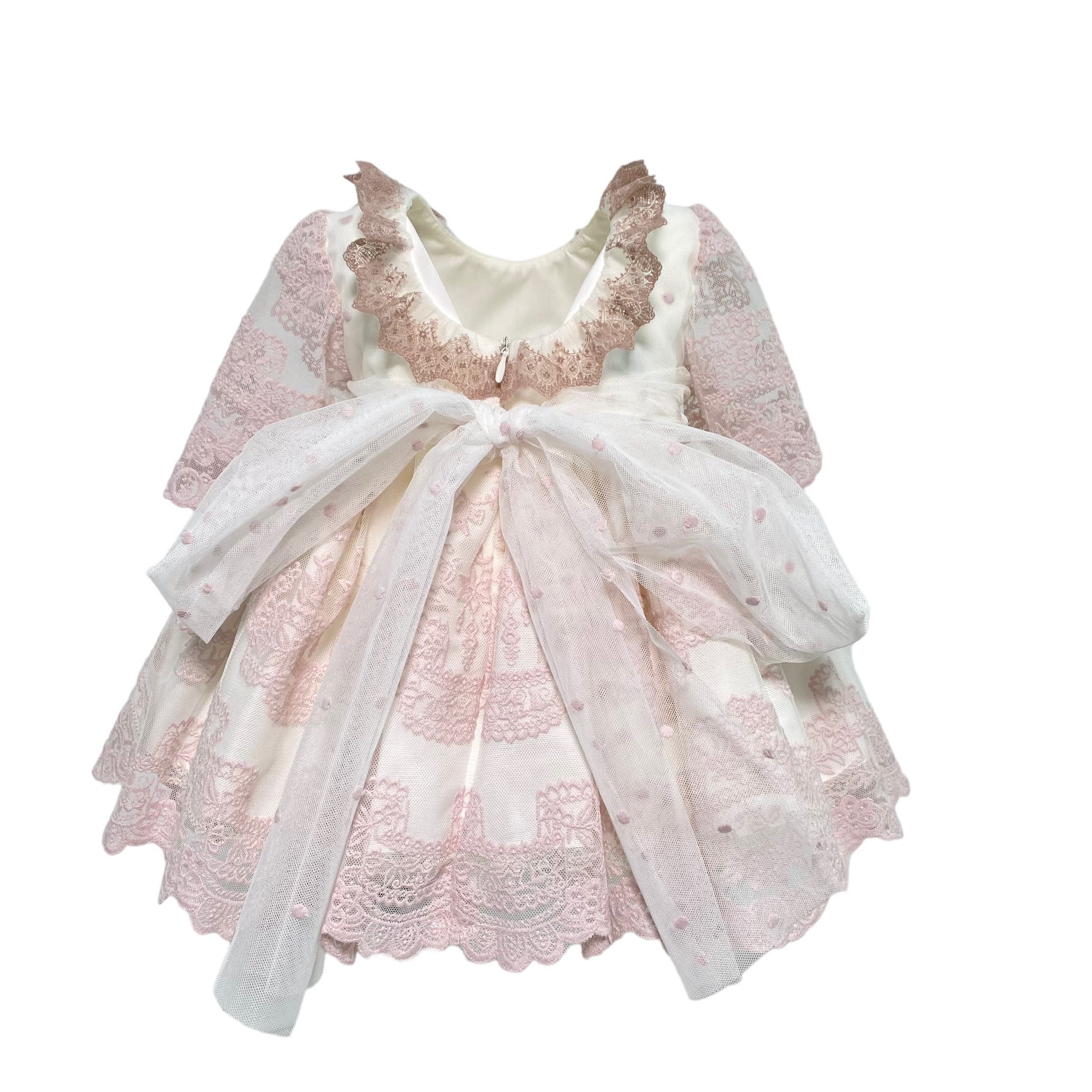 Abito Elegante Manica 3/4 Con Culotte In Tulle E Pizzo Rosa Neonata MIMOSA ITALICA - MIMOSA - Luxury Kids