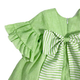 Halbärmliges Leinenkleid mit Rüschen und Schleife für Mädchen LA SARTORIA DEI PICCLICI L333